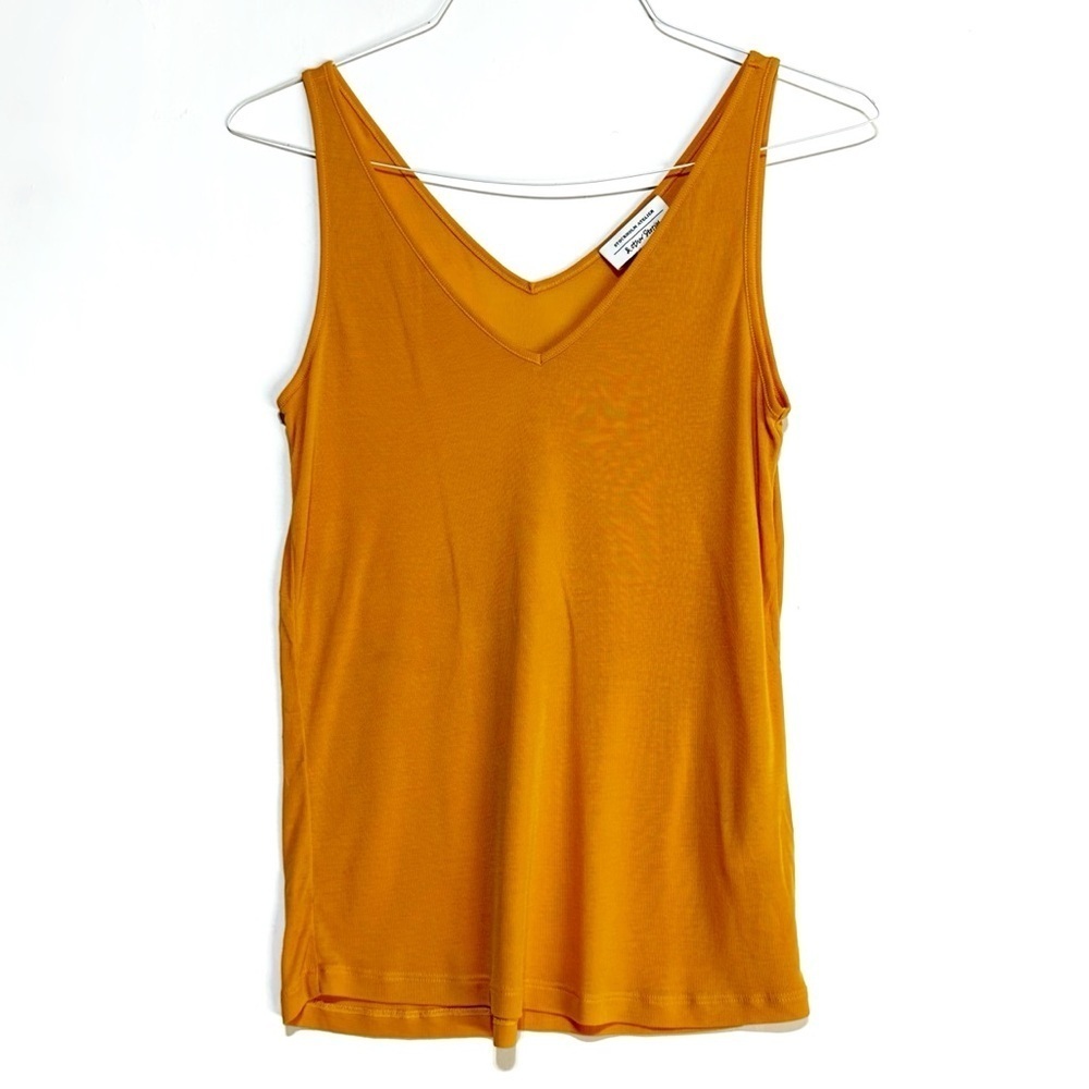 Stockholm Atelier & Other Stories V-Neck Ribbed Knit Tank Top In Yellow Size 2